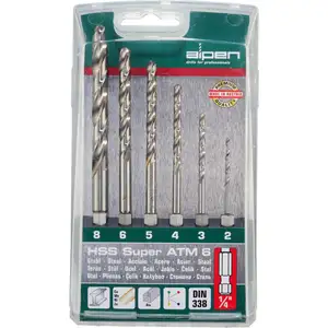 komplet 6 szt. wierteł HSS Super do metalu 1/4", ALPEN ATM-6 [0000100806100]