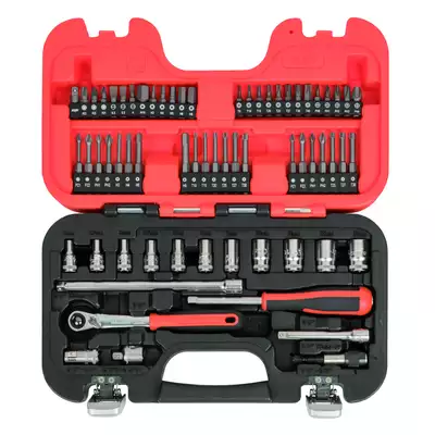 Zestaw kluczy nasadowych i końcówek 1/4", 65 szt. BAHCO [SL65]