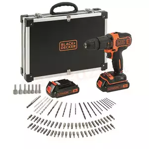 akumulatorowa wiertarko-wkrętarka udarowa Black+Decker [BDCHD18BAFC-QW] 18V Li-Ion, 2x1,5Ah + 80 szt. akcesoriów