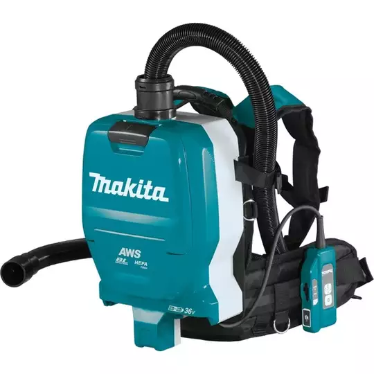 akumulatorowy, 2 biegowy odkurzacz plecakowy 18V Li-Ion AWS Bluetooth LXT Makita [DVC265ZXU]