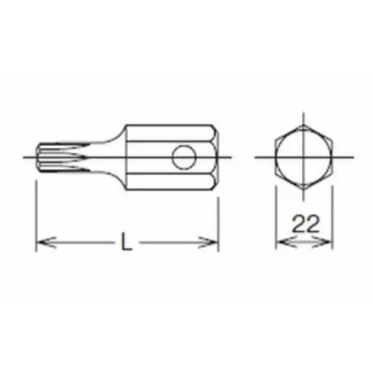 końcówka udarowa 22mm do śrub z gniazdem Torx, T100, KOKEN [107-22 T100]