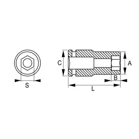 nasadka udarowa sześciokątna Irimo - schemat
