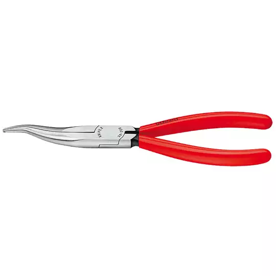 szczypce bardzo długie, półokrągłe, odgięte, 200mm, rękojeść z tworzywa, Knipex [38 31 200]