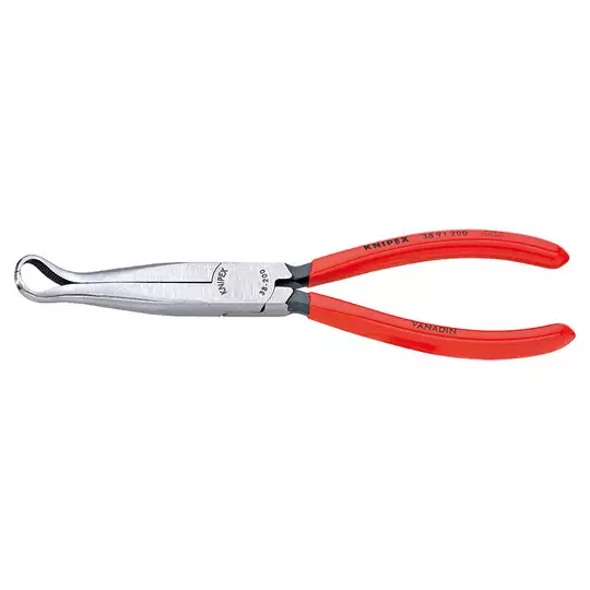 szczypce bardzo długie, półokrągłe, odgięte, 200mm, rękojeść z tworzywa, Knipex [38 91 200]
