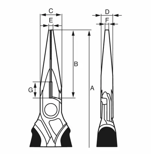 szczypce półokrągłe wydłużone 140mm, rękojeść wielokomponentowa, Bahco [2430 G-140]