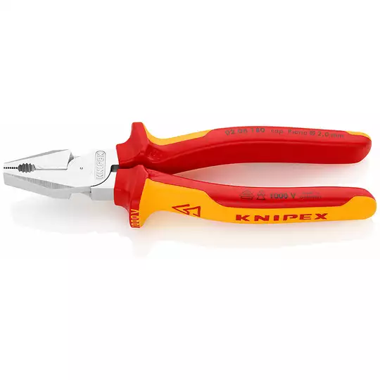 szczypce uniwersalne, kombinerki w izolacji VDE o zwiększonym przełożeniu, 200mm Knipex [02 06 200]