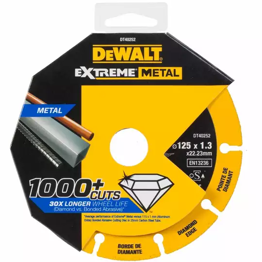 tarcza diamentowa do cięcia stali, 125/22,23/1,3mm, serii EXTREME® METAL, DeWalt [DT40252-QZ]
