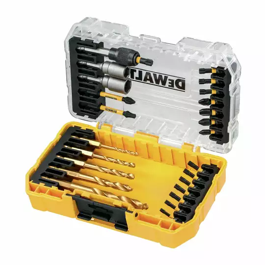 zestaw 25 szt. końcówek udarowych 1/4" IMPACT TORSION EXTREME + wiertła, DeWALT [DT70735T]
