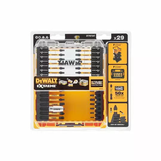 zestaw 29 szt. końcówek udarowych 1/4" IMPACT TORSION EXTREME, DeWALT [DT70734T]