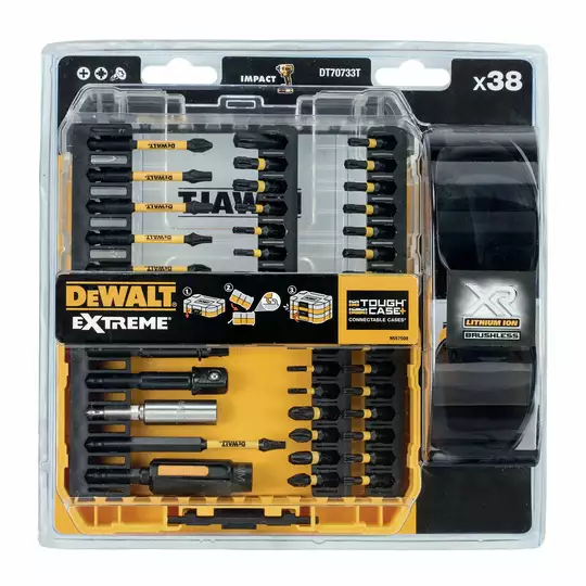 zestaw 37 szt. końcówek udarowych 1/4" IMPACT TORSION EXTREME + okulary, DeWALT [DT70733T]