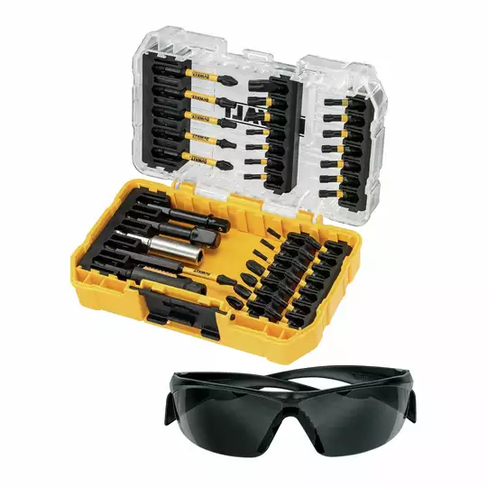zestaw 37 szt. końcówek udarowych 1/4" IMPACT TORSION EXTREME + okulary, DeWALT [DT70733T]
