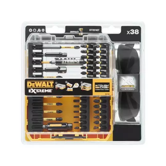 zestaw 38 szt. końcówek udarowych 1/4" IMPACT TORSION EXTREME + okulary, DeWALT [DT70740T]