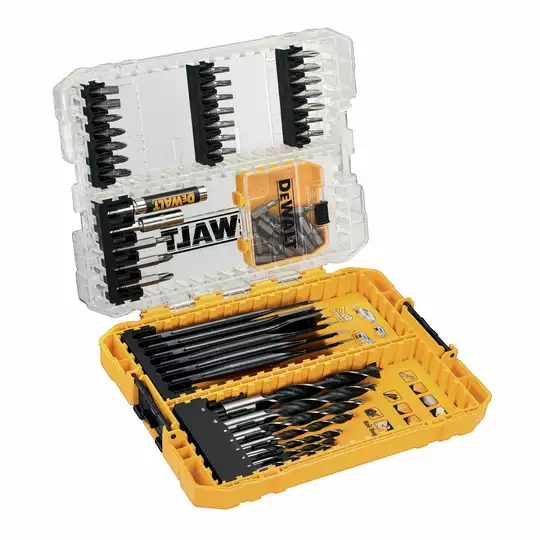 zestaw 57 szt. końcówek PH, PZ, TX, wierteł do drewna, Medium Tough Case, DeWALT [DT70758]