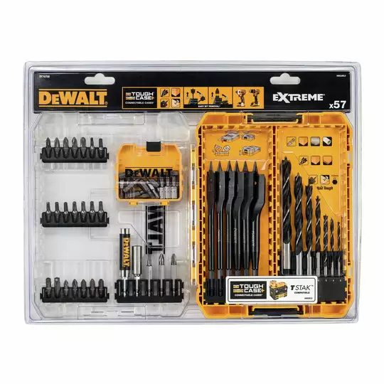 zestaw 57 szt. końcówek PH, PZ, TX, wierteł do drewna, Medium Tough Case, DeWALT [DT70758]