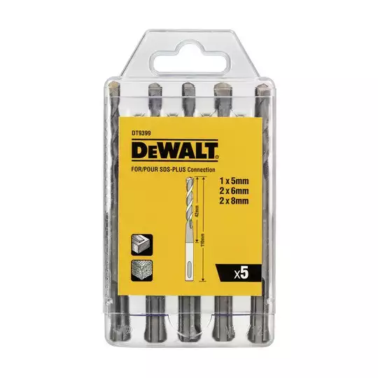 zestaw 5szt. wiertł widiowych do betonu SDS+, EXTREME2, DeWalt [DT9399-QZ]