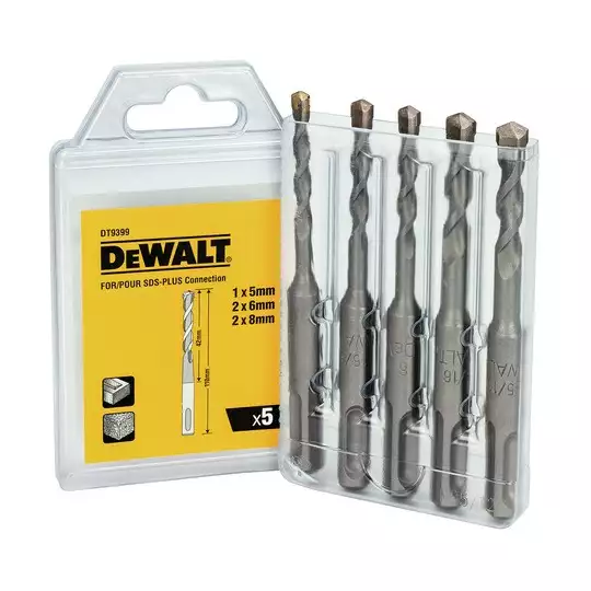 zestaw 5szt. wiertł widiowych do betonu SDS+, EXTREME2, DeWalt [DT9399-QZ]