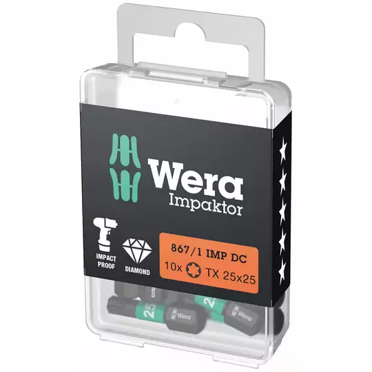 końcówka udarowa Impaktor 1/4" do śrub z gniazdem TORX, rozmiar TX25/25mm, Wera [05057625001]