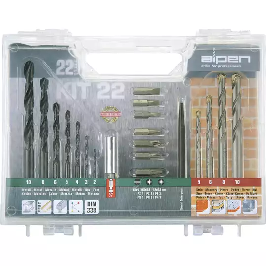zestaw wierteł i końcówek 1/4" [KIT-22]