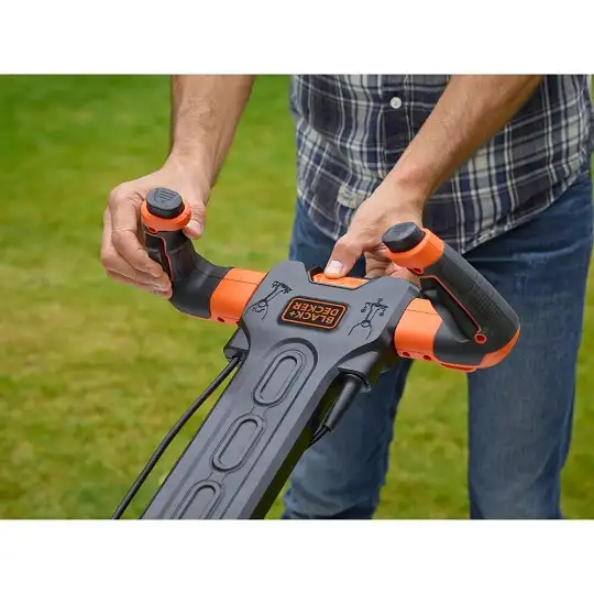 Kosiarka elektryczna 38 cm, 1600W, uchwyt EasySteer, schowek na przewód Black+Decker [BEMW471ES-QS]  