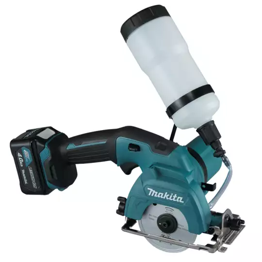 akumulatorowa ręczna przecinarka tarczowa do cięcia szkła, płytek na mokro, 85mm, 10,8V Li-lon, 2x4,0Ah CXT, Makita [CC301DSME]