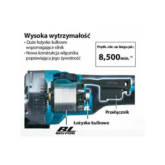 akumulatorowa szlifierka kątowa 125mm, 40V max Li-Ion, 2x4,0Ah, serii XGT Makita [GA005GM201]
