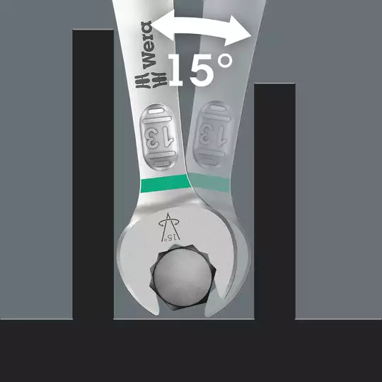 klucz płasko-oczkowy odgięty z grzechotką i przełącznikiem kierunku pracy 8mm, Joker Switch 6001, Wera [05020064001] (1)