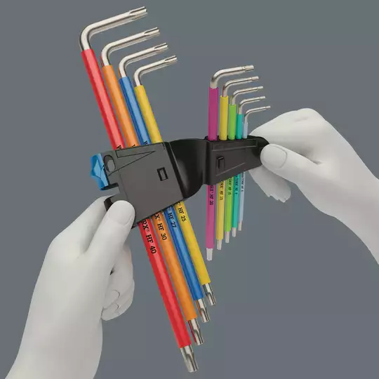komplet 9 szt. kluczy trzpieniowych ze stali nierdzewnej do śrub Torx z funkcją przytrzymania, Multicolor Stainless Wera [05022689001]