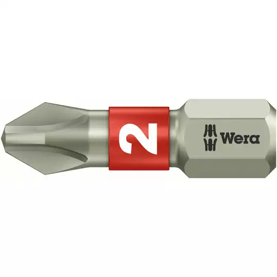 końcówka 1/4"  ze stali nierdzewnej do śrub z gniazdem Phillips, rozmiar PH2/25mm WERA [05071011001]