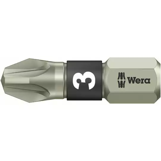 końcówka 1/4"  ze stali nierdzewnej do śrub z gniazdem Pozidriv, rozmiar PZ3/25mm WERA [05071022001]
