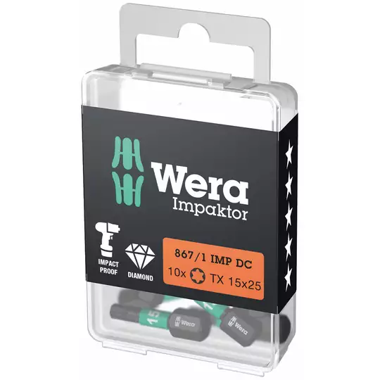 końcówka udarowa Impaktor 1/4" do śrub z gniazdem TORX, rozmiar TX15/25mm, Wera [05057623001]