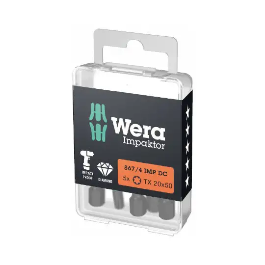 końcówka udarowa Impaktor 1/4" do śrub z gniazdem TORX, rozmiar TX20/50mm, Wera [05057664001]