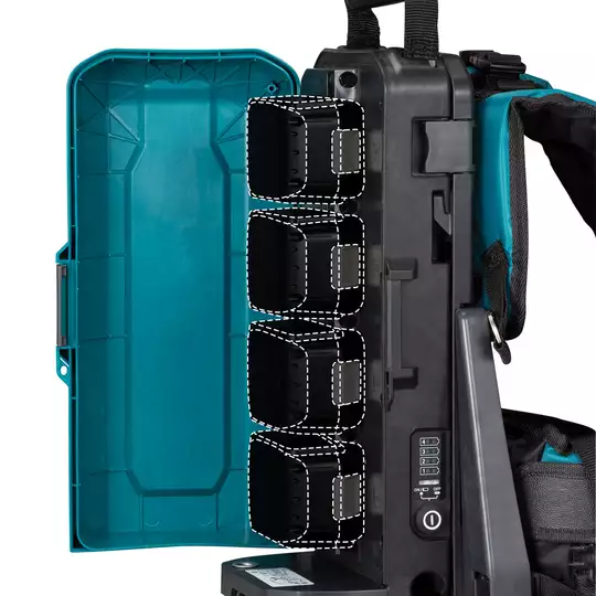 przenośna jednostka zasilająca / plecak zasilający na 4 akumulatory Li-Ion + 2 adaptery 18V i 2x18V, Makita PDC01 [191A59-5]
