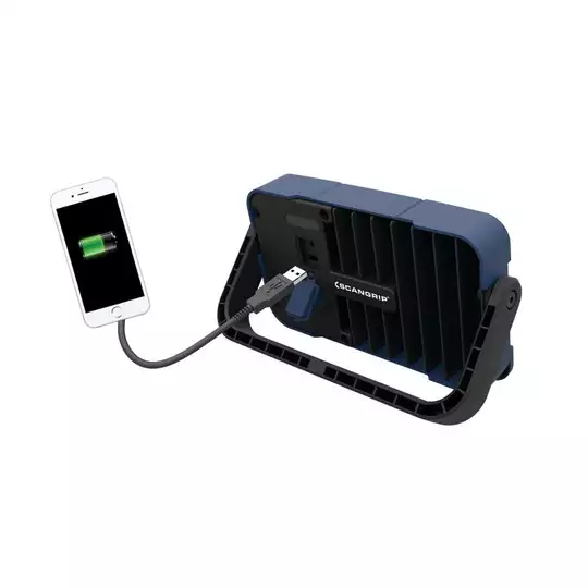 akumulatorowy reflektor roboczy SMD LED 1000 lumenów, Li-lon 3,6V/5Ah, POWERBANK USB, FLOOD LITE S Scangrip [03.5630]