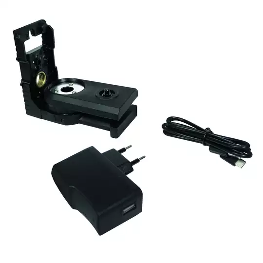 akumulatorowy, samopoziomujący laser 3-wiązkowy 360°3D z wiązką czerwoną do 15m, Li-Ion 2,8Ah/3,7V SMART [SM-06-03015R]