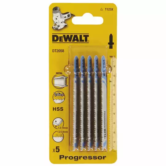 brzeszczoty do wyrzynarek 132mm do cięcia drewna i metalu, Progressor 5szt. DeWalt [DT2059-QZ] (1)