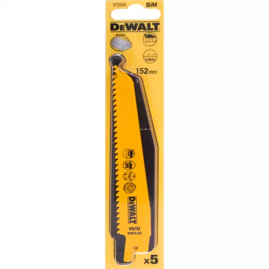komplet 5 szt. brzeszczotów bagnetowych do drewna 6z, 152mm, DeWALT [DT2359]