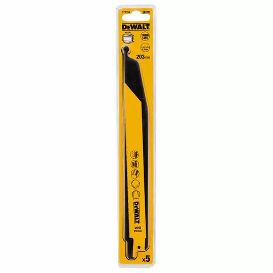 komplet 5 szt. brzeszczotów bagnetowych do metalu 18z, długość 203mm, DeWALT [DT2354]