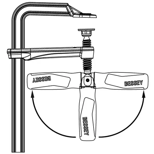 ścisk śrubowy stolarski stalowy 250 x 120 mm, BESSEY [GZ25KG]