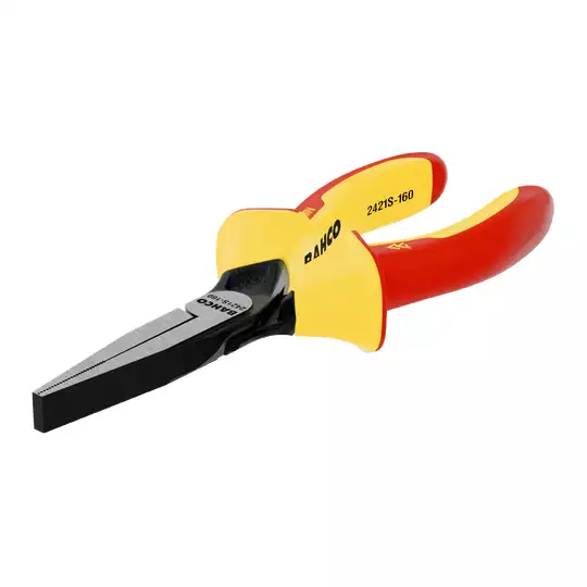 szczypce płaskie długie 140mm bez ucinaka, rękojeść wielokomponentowa VDE, Bahco [2421S-140]
