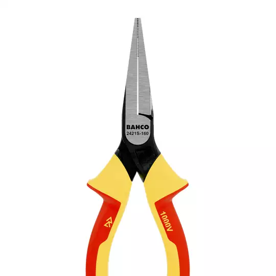 szczypce płaskie długie 140mm bez ucinaka, rękojeść wielokomponentowa VDE, Bahco [2421S-140]