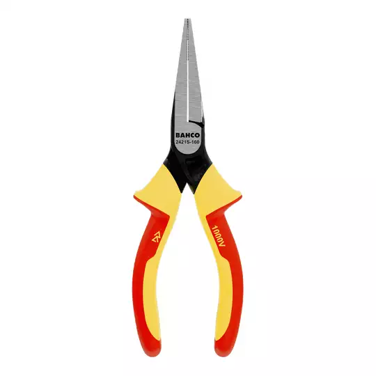szczypce płaskie długie 140mm bez ucinaka, rękojeść wielokomponentowa VDE, Bahco [2421S-140]