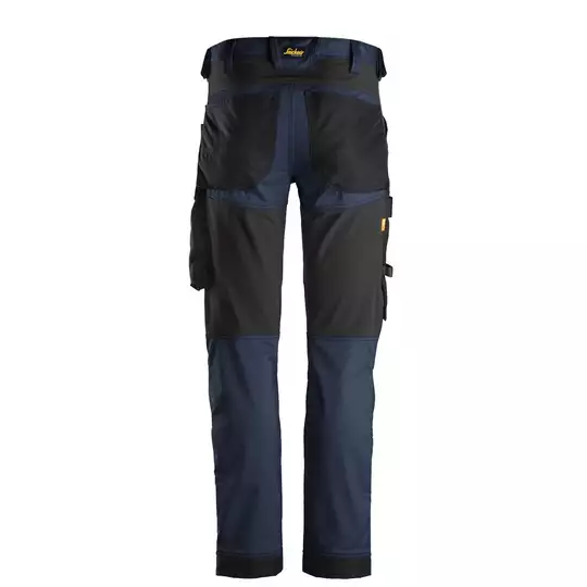 wygodne spodnie robocze z kieszeniami na nakolanniki, męskie, granatowo-czarne, rozmiar 44, 6341 stretch AllroundWork Snickers [63419504044]  