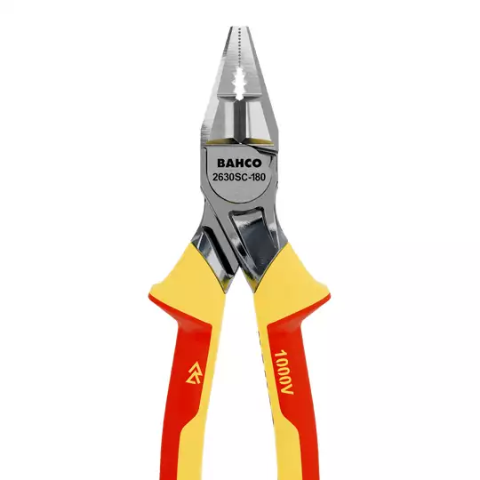 wzmocnione szczypce uniwersalne, kombinerki HD 180mm chromowane, izolacja VDE, Bahco [2630SC-180]