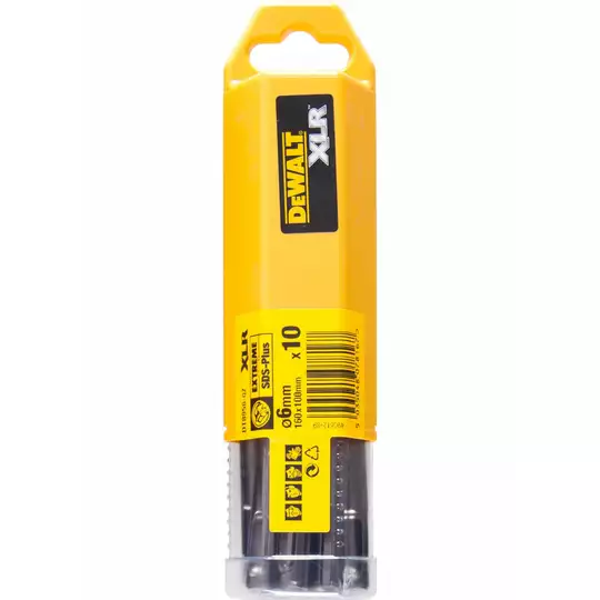 zestaw 10szt. wierteł widiowych do betonu zbrojonego SDS+ z 4 krawędziami tnącymi XLR, 6-160/100 DeWalt [DT8956]
