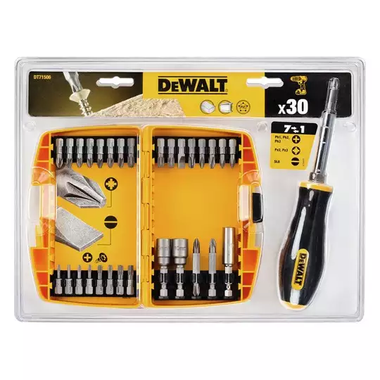 zestaw 30 szt. końcówek i nasadek 1/4", DeWALT [DT7136]