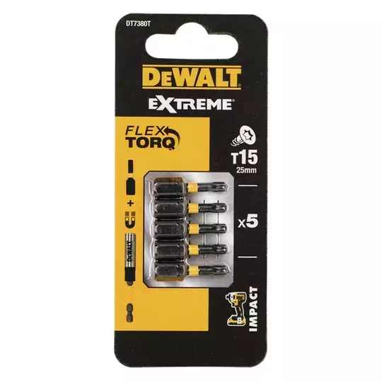 zestaw 5szt. końcówek udarowych Torsion TX15/25mm [DT7380T-QZ]