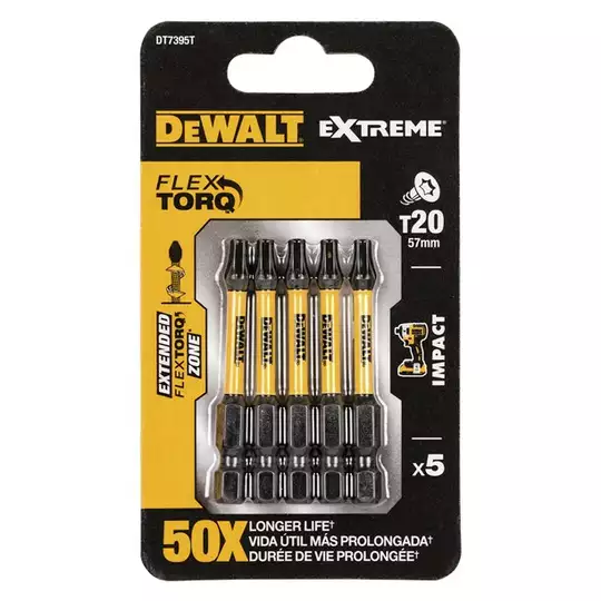 zestaw 5szt. końcówek udarowych Torsion TX20/57mm [DT7395T-QZ]