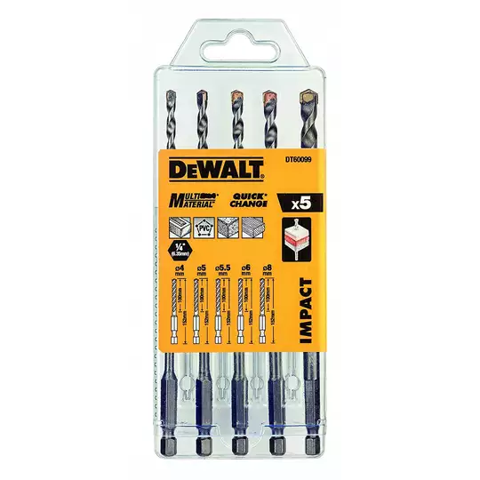 komplet 5szt. wierteł uniwersalnych z węglikiem, mocowanie 1/4" DeWALT [DT60009]