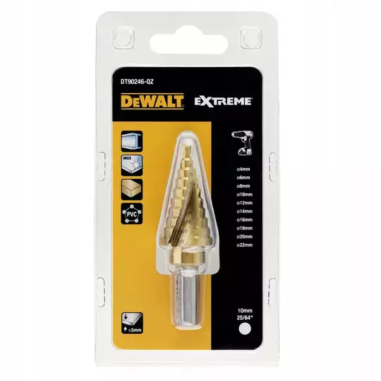 wiertło stopniowe HSS-TIN do metalu, 4,0 - 22,0mm, EXTREME IMPACT, DeWAlt [DT90246]