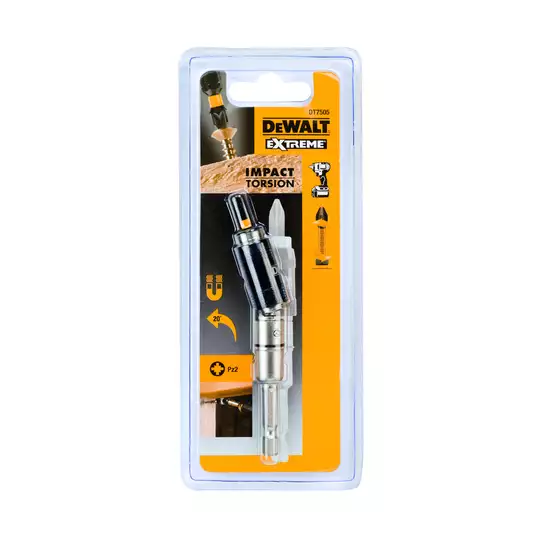 zestaw: kątowy adapter magnetyczny do końcówek 1/4" + końcówka udarowa PZ2 Impact Torsion DeWALT [DT7505]